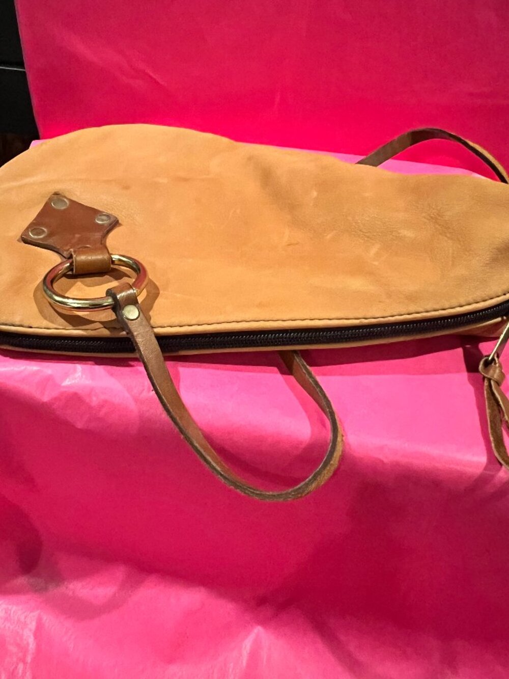 Tychios Leather Portland Artisan Tan Slouchy Crescent Hobo Shoulder Bag Boho